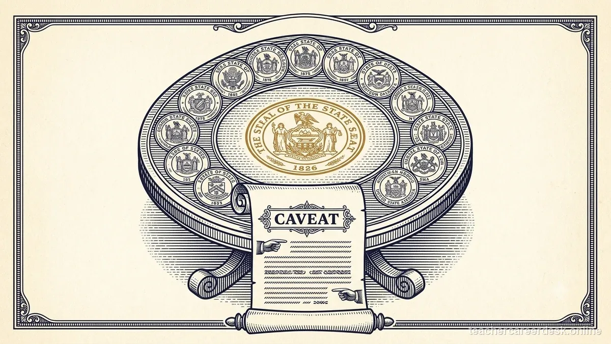 Engraved certificate-style illustration for “NASDTEC Interstate Agreement for Teachers: What It Does and Does Not Guarantee” — Teacher Career Desk