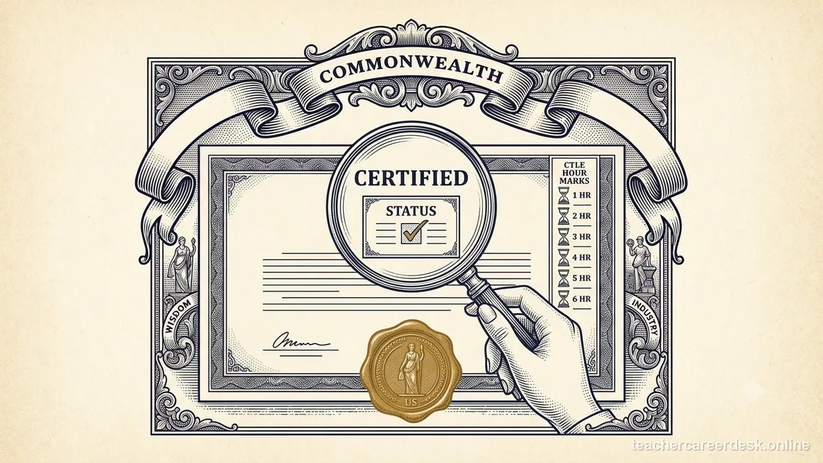 Engraved certificate-style illustration for “New York Teacher Certification: Registration, CTLE, and Certificate Status Check” — Teacher Career Desk